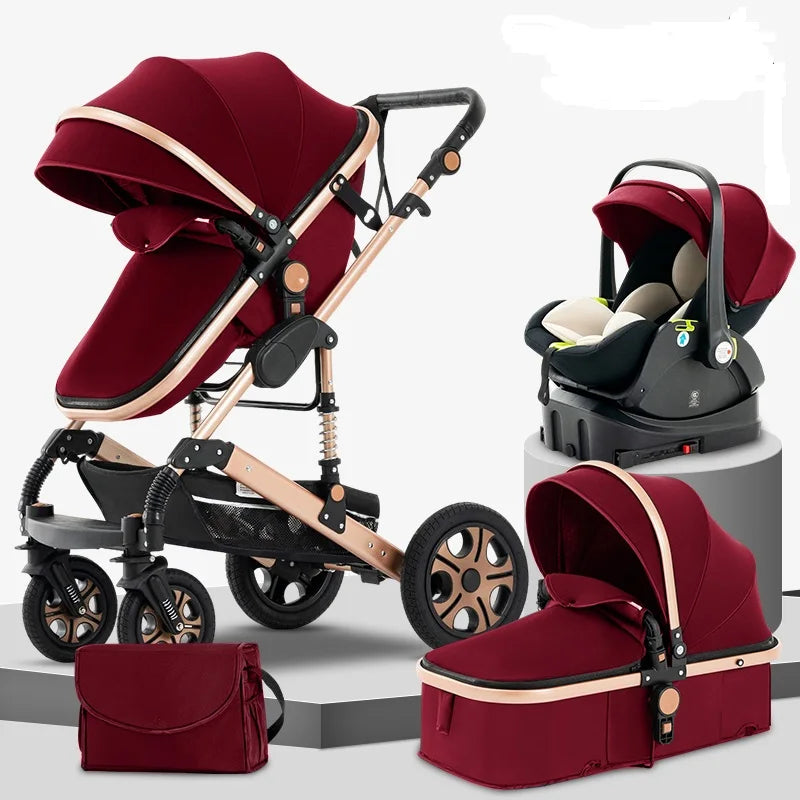 Baby Stroller Combo Car Seat - with Carry Cot Foldable Reversible Pram