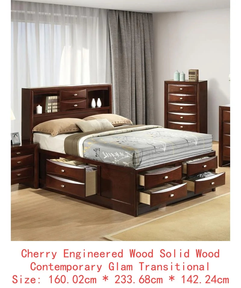 Contemporary Queen Bed with 2 Nightstands and Bookcase Headboard