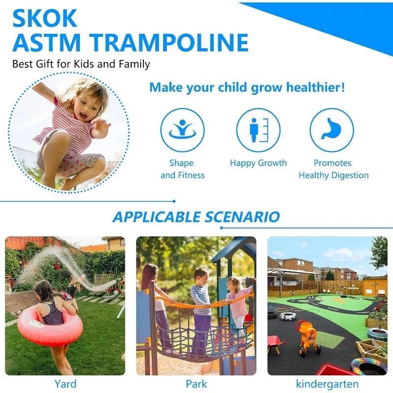 8FT Trampolines with Enclosure Net with Basketball Hoop-ASTM Approved