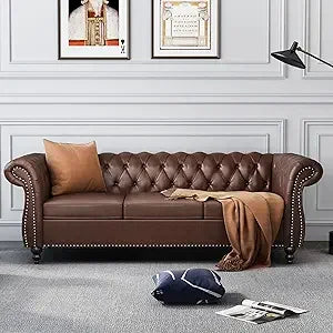Chesterfield 2-Piece Sectional Sofa Set, Mid-Century Modern Upholstered