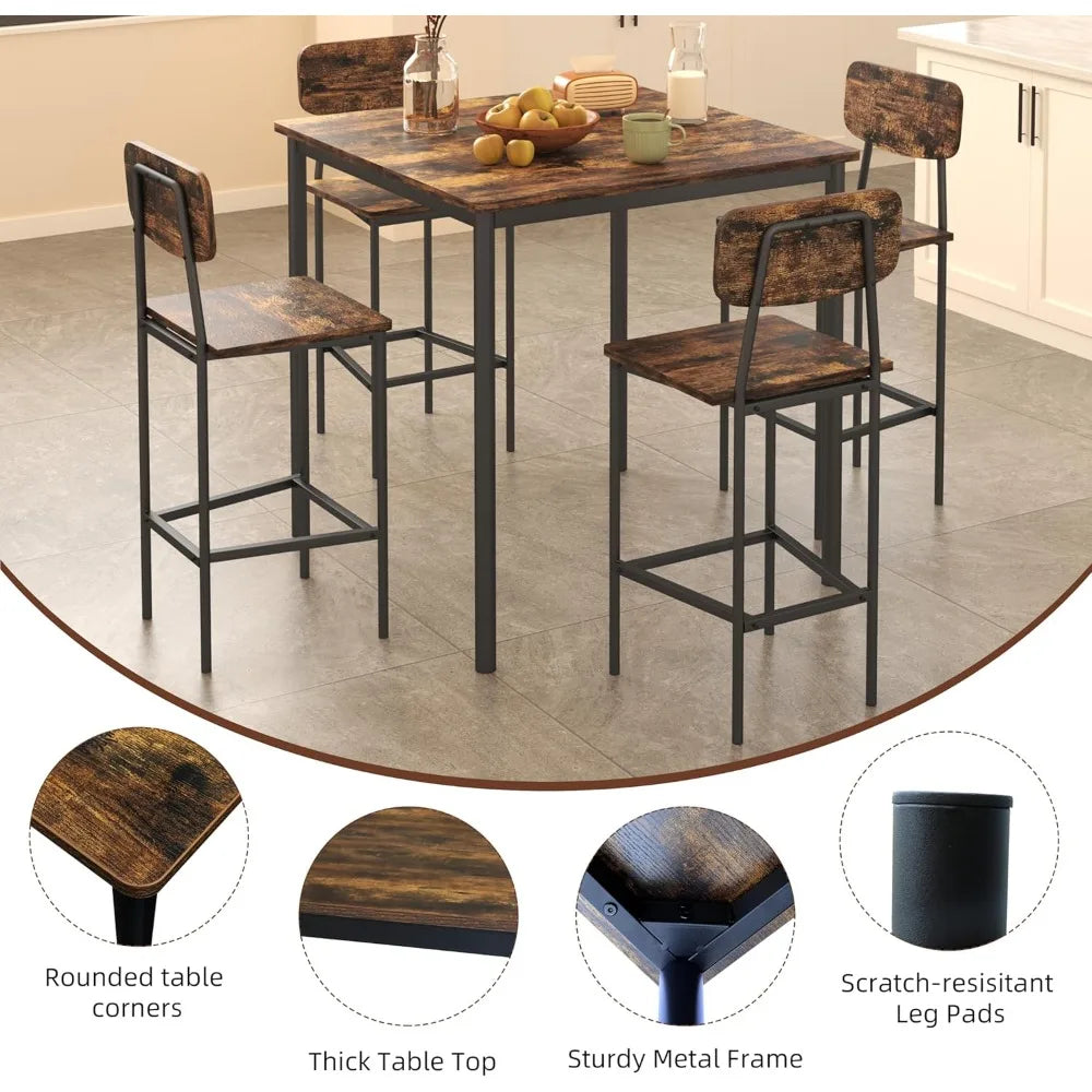 Dining Table Set for 4 with Space-Saving Design