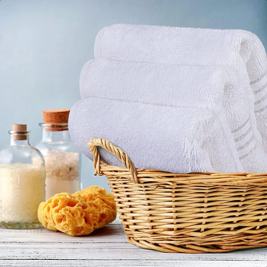 Cotton Washcloths 12 Pack White Highly Absorbent and Soft