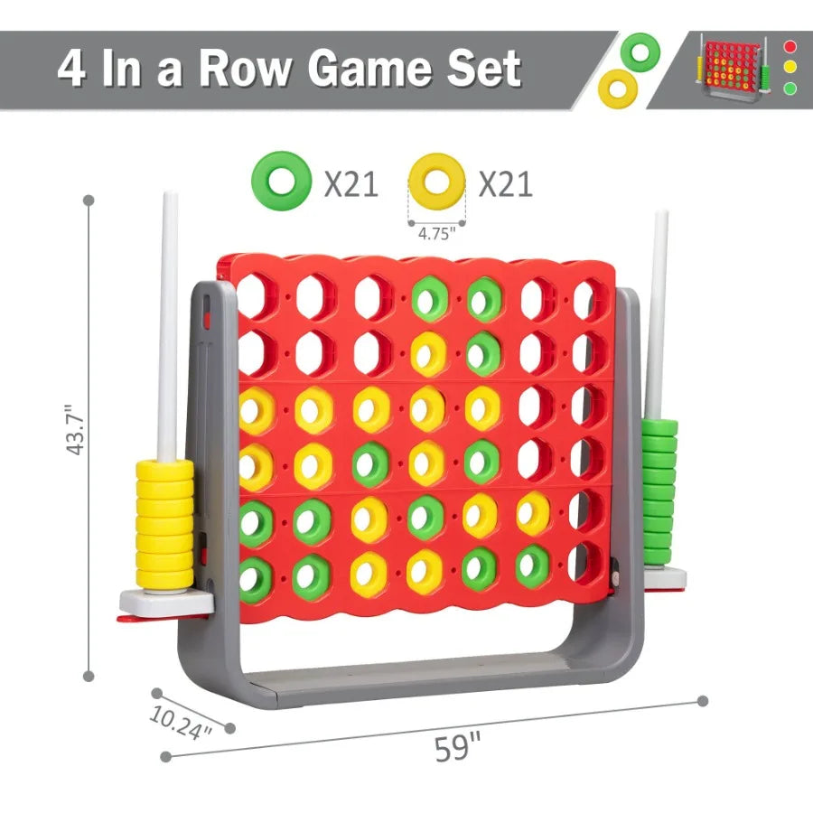 Giant Connect 4 with 42 Rings; Indoor Outdoor Game Set