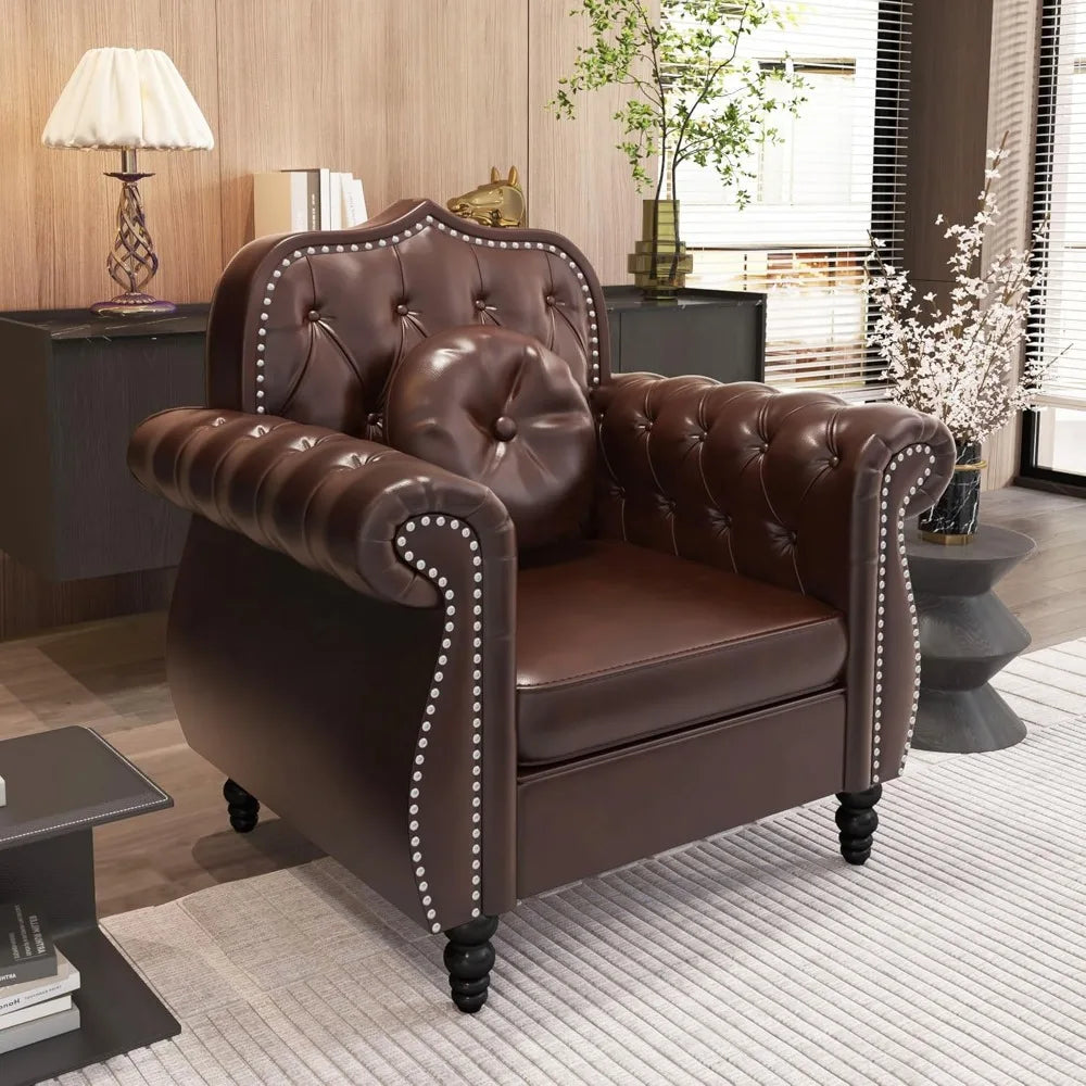 Chesterfield 2-Piece Sectional Sofa Set, Mid-Century Modern Upholstered