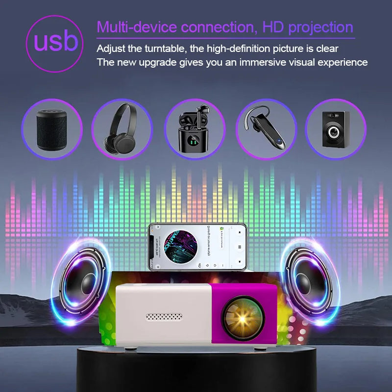 New LED Portable Projector Audio Home Theater Media Player