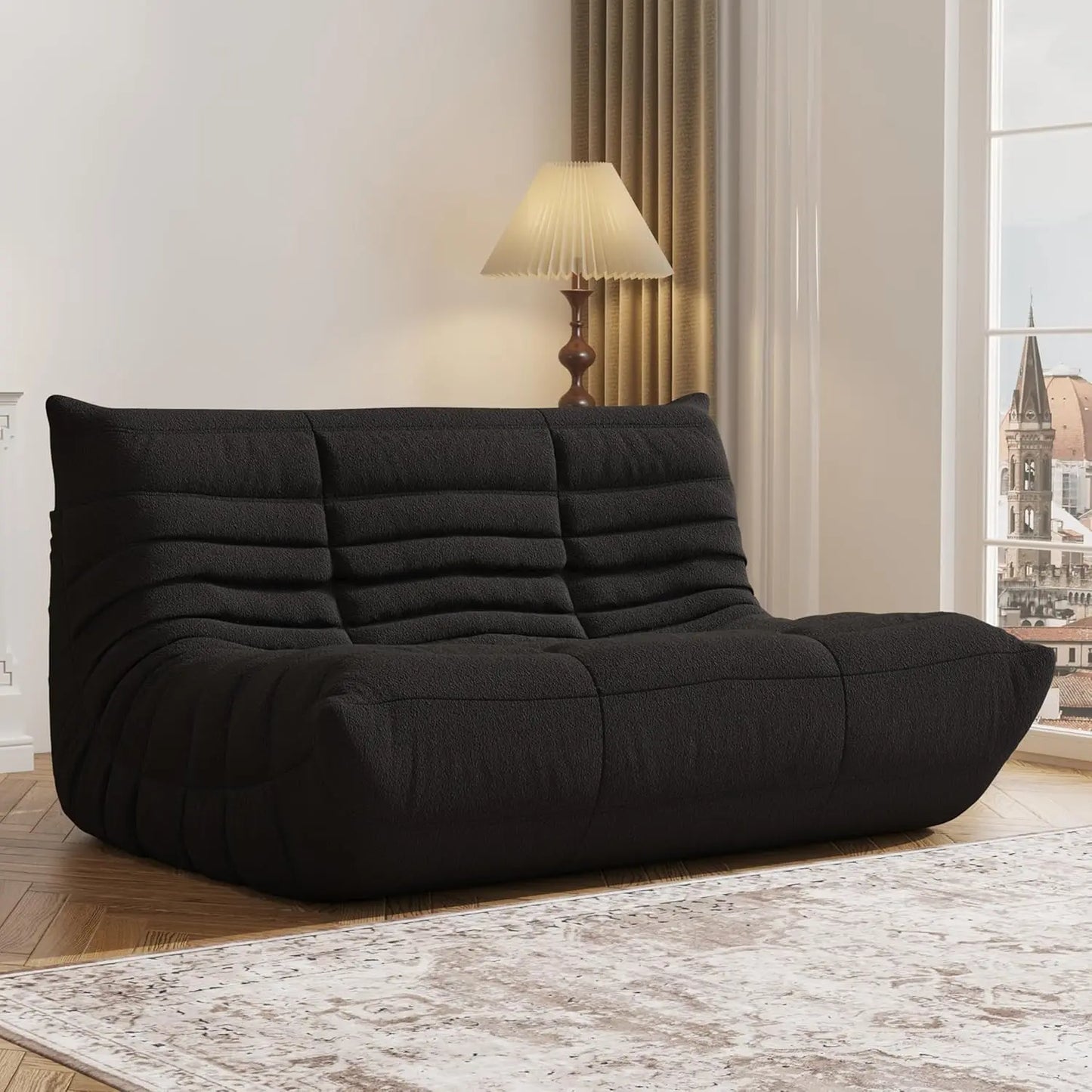 Bean Bag Fireside Chair with High-Resilience Foam, Non-Slip