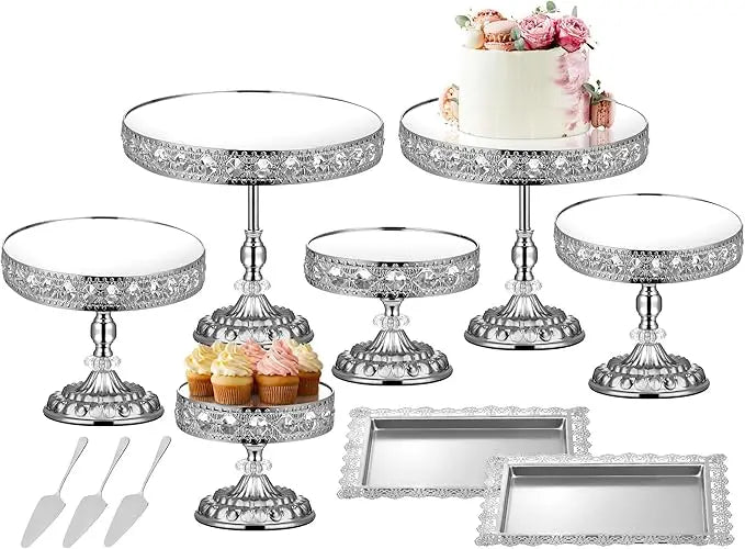 12-Piece Silver Vintage Cake Stand with Cupcake Display Tray