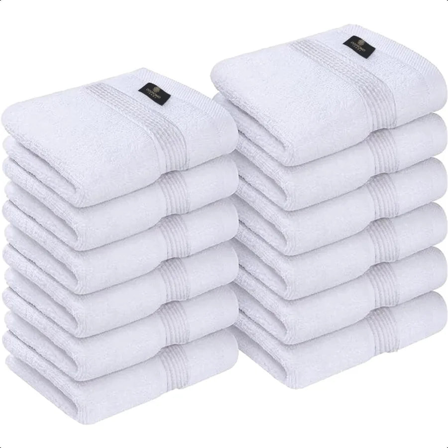 Cotton Washcloths 12 Pack White Highly Absorbent and Soft