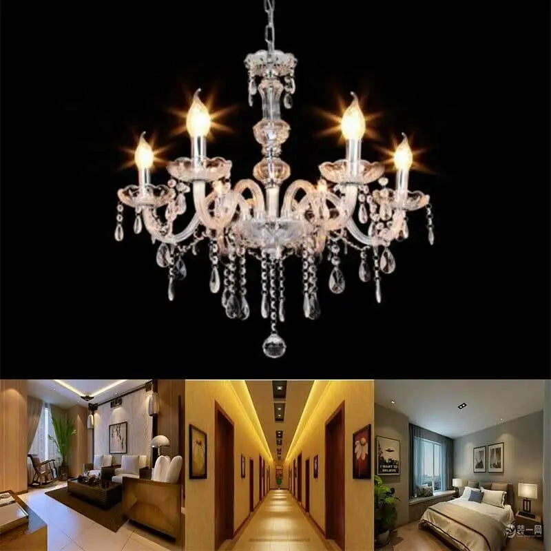 Classic 6 Lights Tassels Chandelier Crystal Modern Ceiling Light