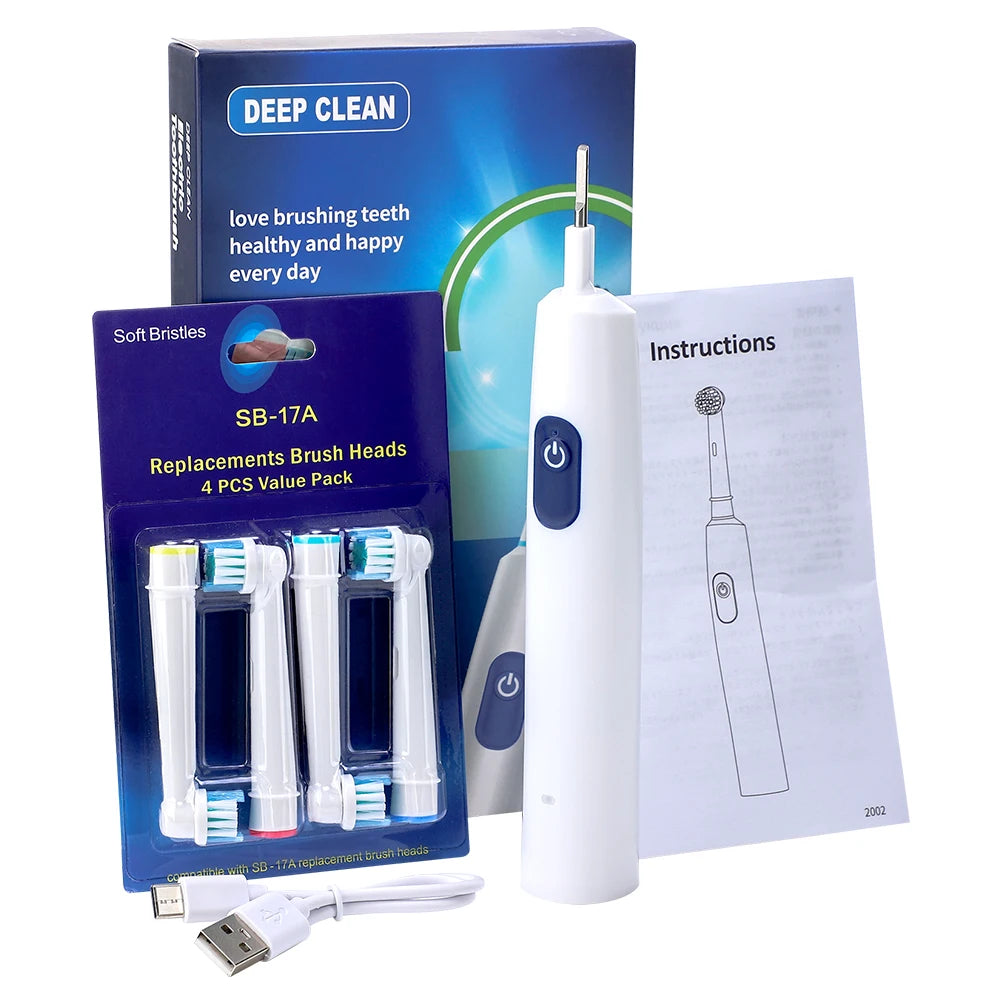 Electric Toothbrush Cordless USB Rechargeable Waterproof Intelligent Toothbrush