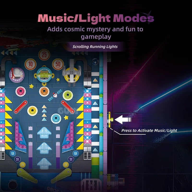 Arcade Pinball Machine Building Block Set with LED Light Music