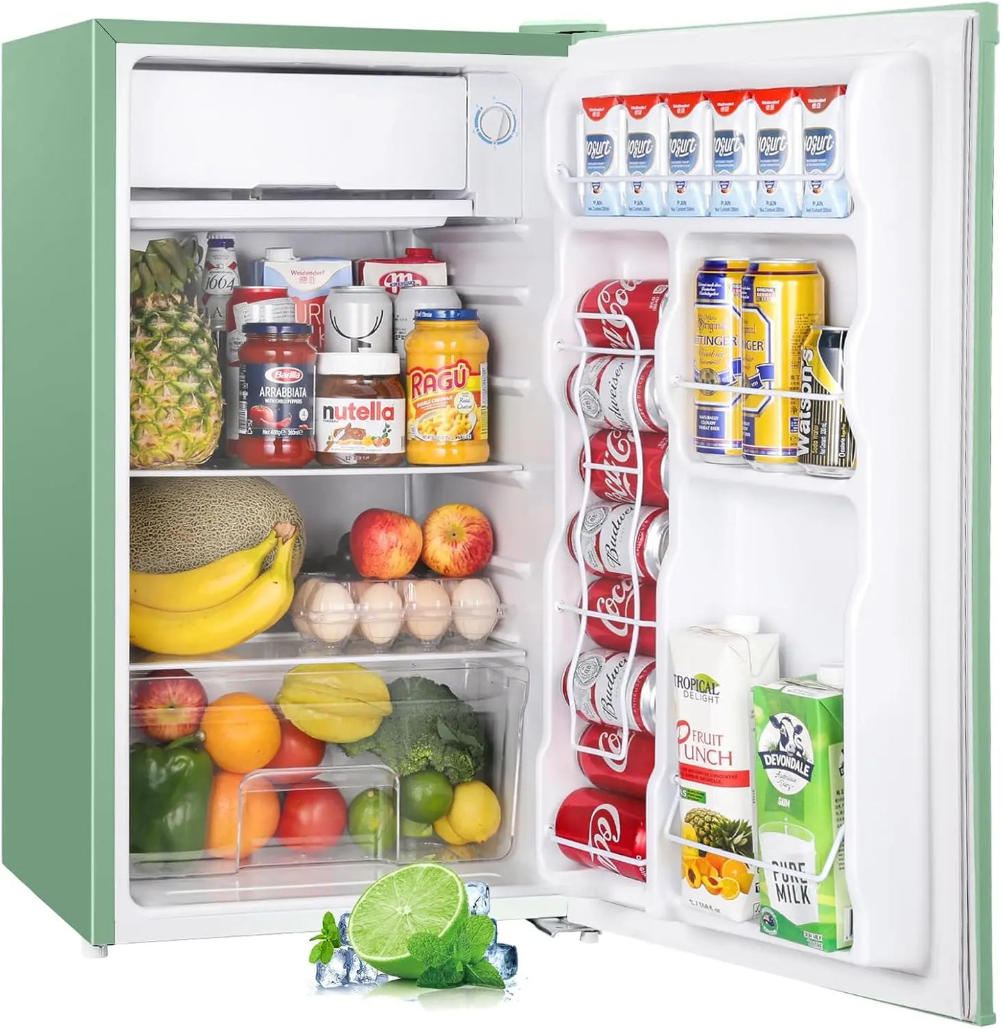 3.2 Cu.Ft Mini Fridge with Freezer, Single Door Adjustable Thermostat