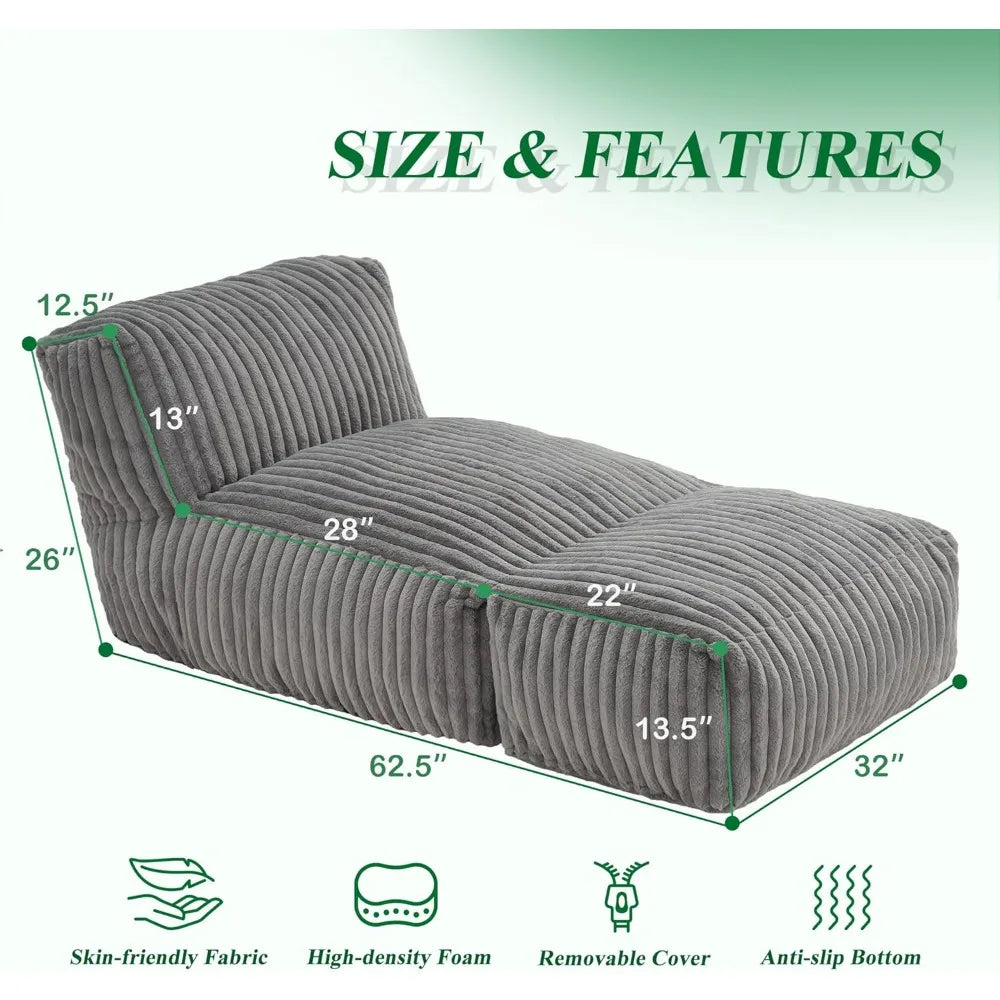 Big Bean Bag Lounger Chair, w/ Memory Foam