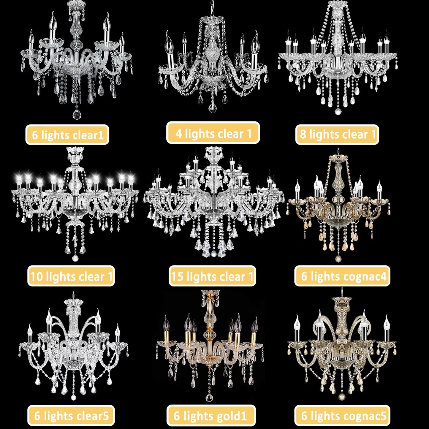 Classic 6 Lights Tassels Chandelier Crystal Modern Ceiling Light