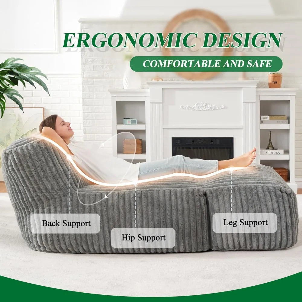 Big Bean Bag Lounger Chair, w/ Memory Foam