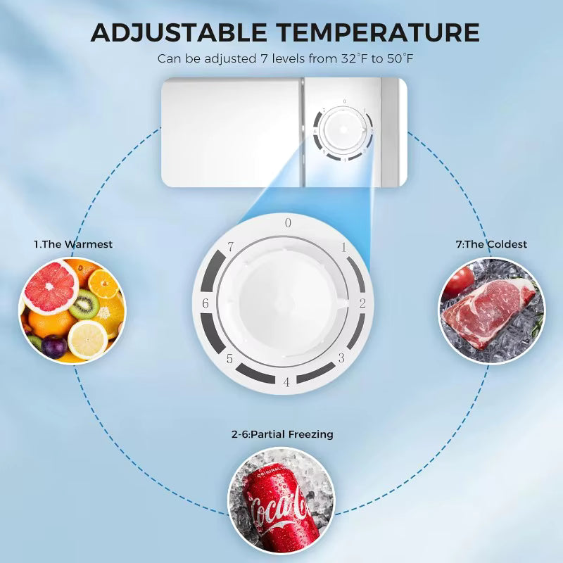 Mini Fridge Compact Refrigerator with Freezer, Single Reversible Door