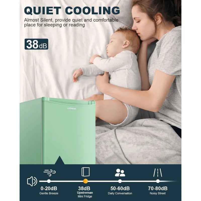 3.2 Cu.Ft Mini Fridge with Freezer, Single Door Adjustable Thermostat