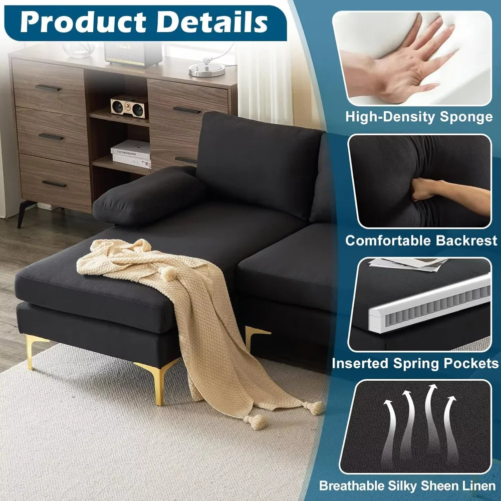 U Shaped Sectional Couch with Double Chaise for Living Room