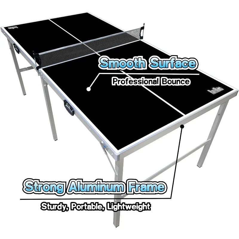 Mid-Size Portable Folding Indoor Outdoor Ping Pong Table Tennis Table