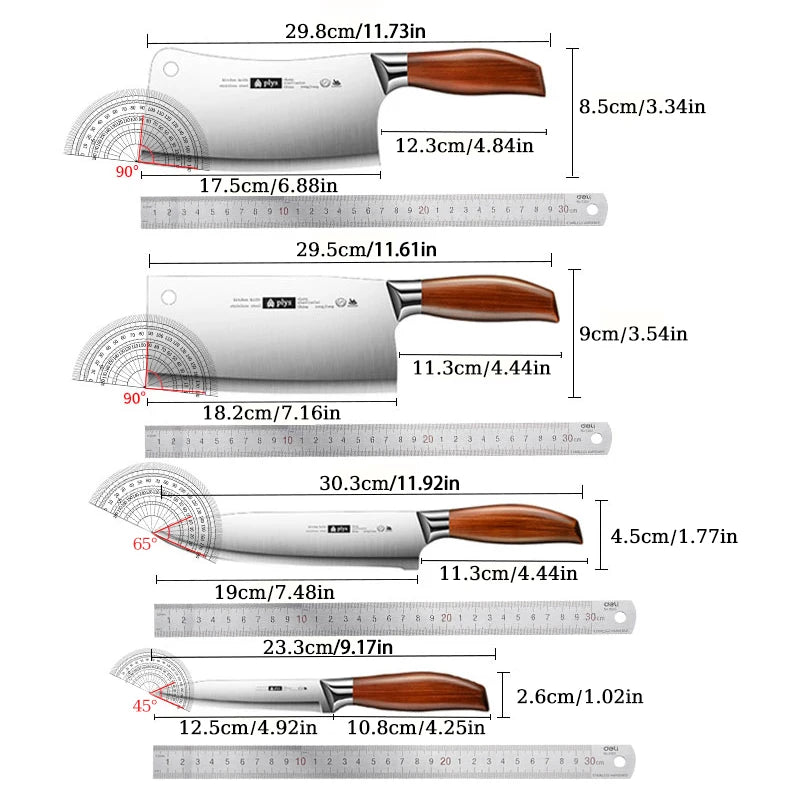 Professional Kitchen Knife 4-piece set, cleaver, slicer, Chef Knife, and paring knife