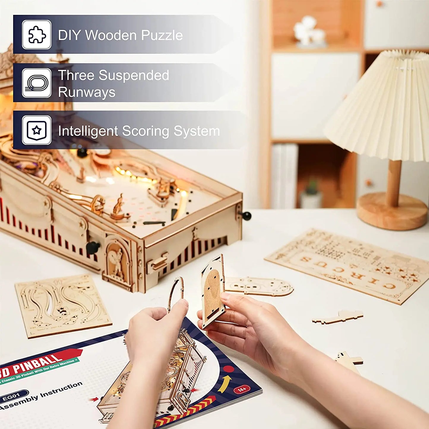 3D Pinball Machine 3D Wooden Puzzle for Adults
