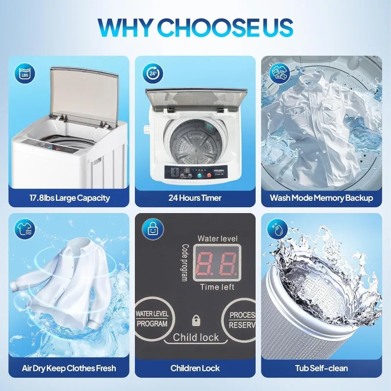 Full Automatic Washing Machine and Portable Clothes Dryer Set,