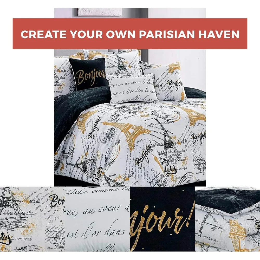 Queen Size Paris Comforter Set in a Bag