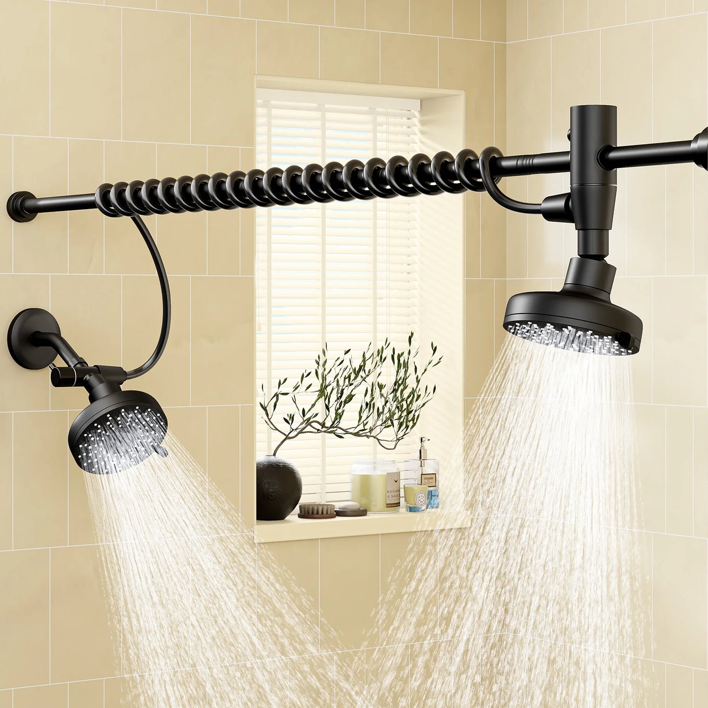 Tandem Shower Head For Couples with Original Adjustable Slider