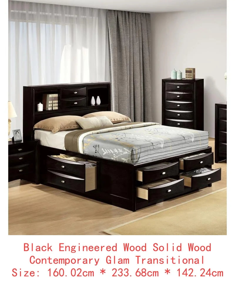 Contemporary Queen Bed with 2 Nightstands and Bookcase Headboard