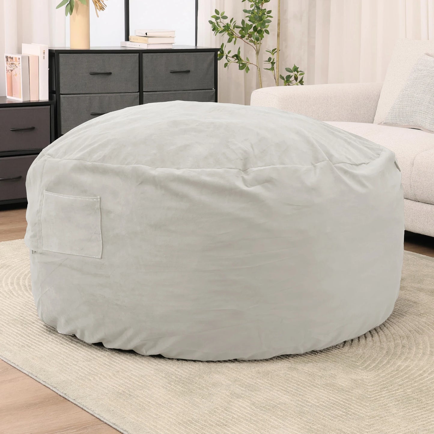 Oversized 3/4FT Bean Bag Chair Foam Filled with Removable Cover