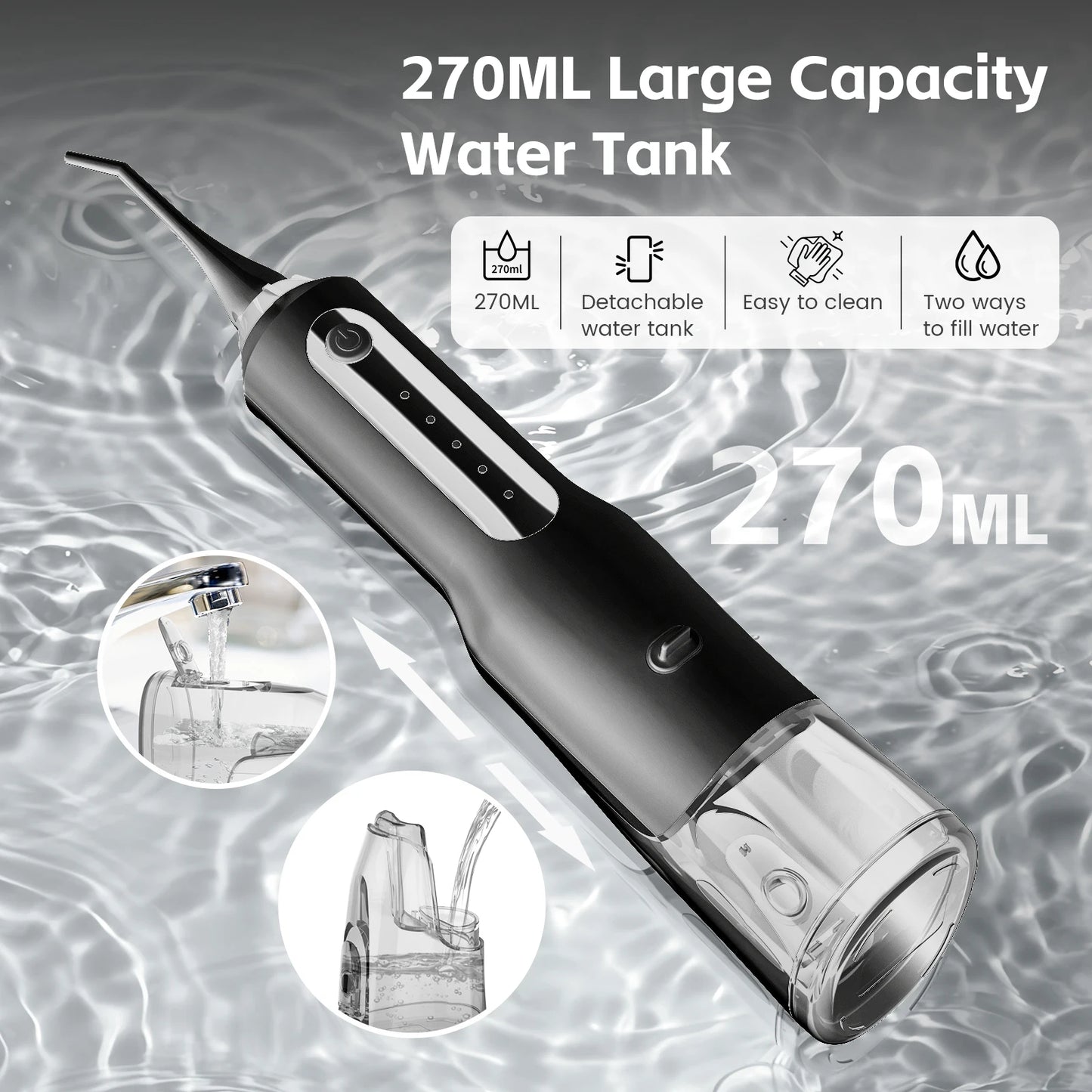 Water Flosser Dental Oral Irrigator USB Rechargeable,5 Working Modes,5 Nozzles