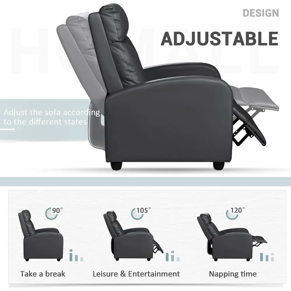 Modern Recliner Chair Padded Seat PU Leather for Living Room