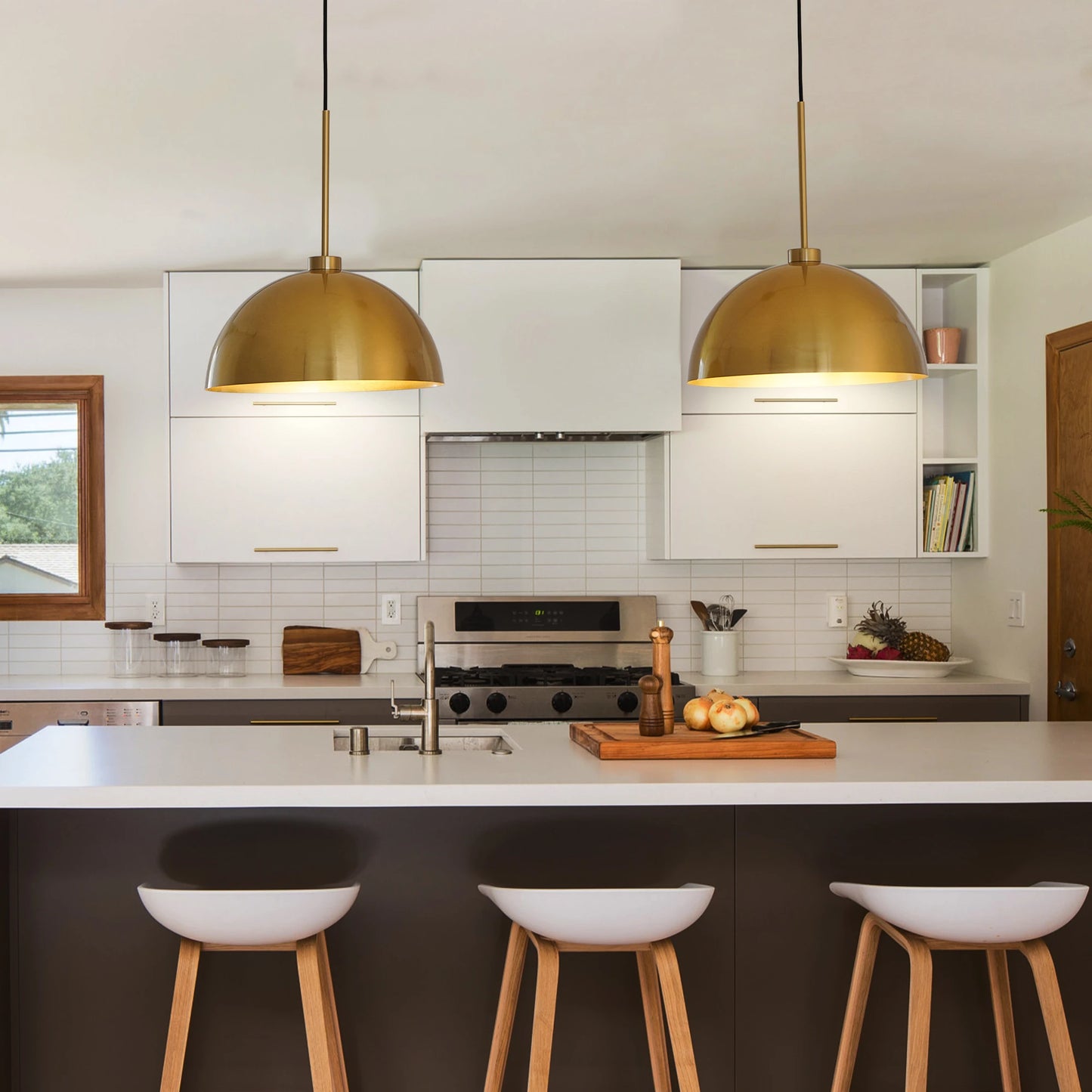 Copper Color Double Pendant Light, Adjustable Ceiling Hanging Lamp