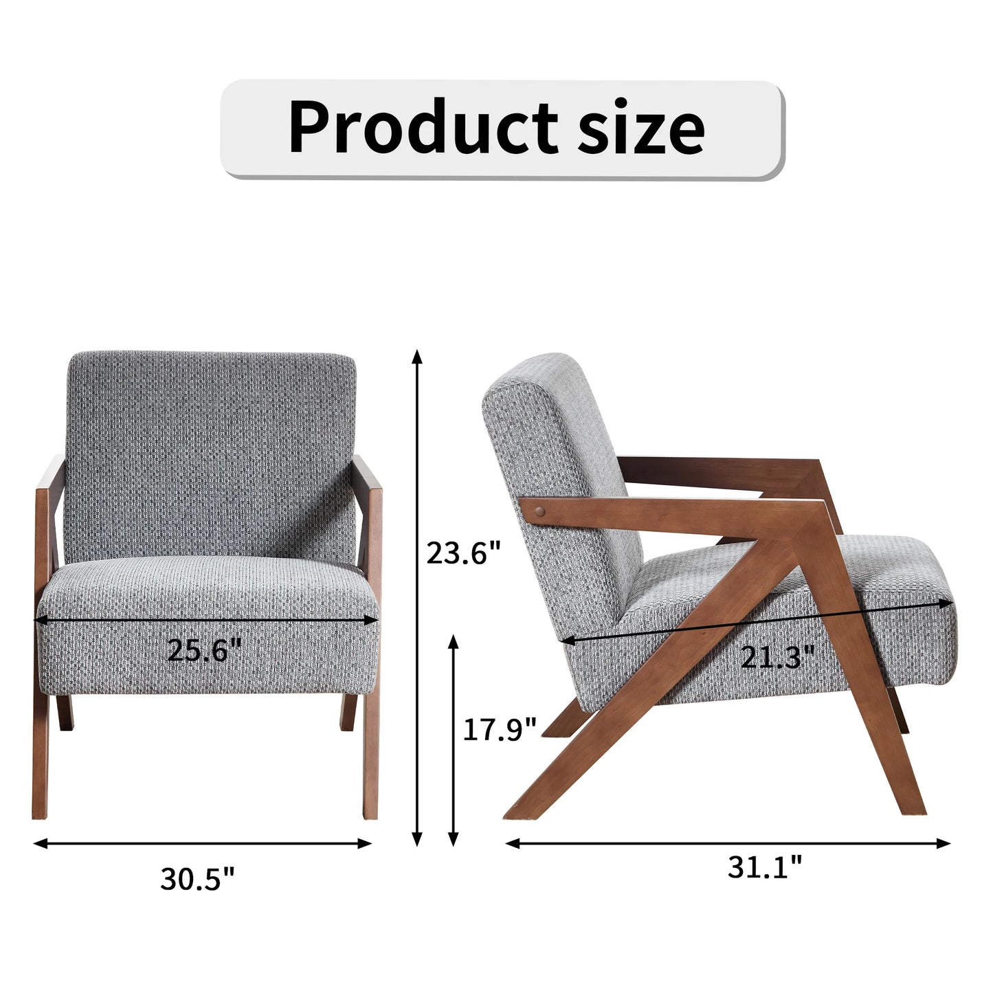 Casual Solid Wood Single Chair with Comfortable Bedroom Armchair