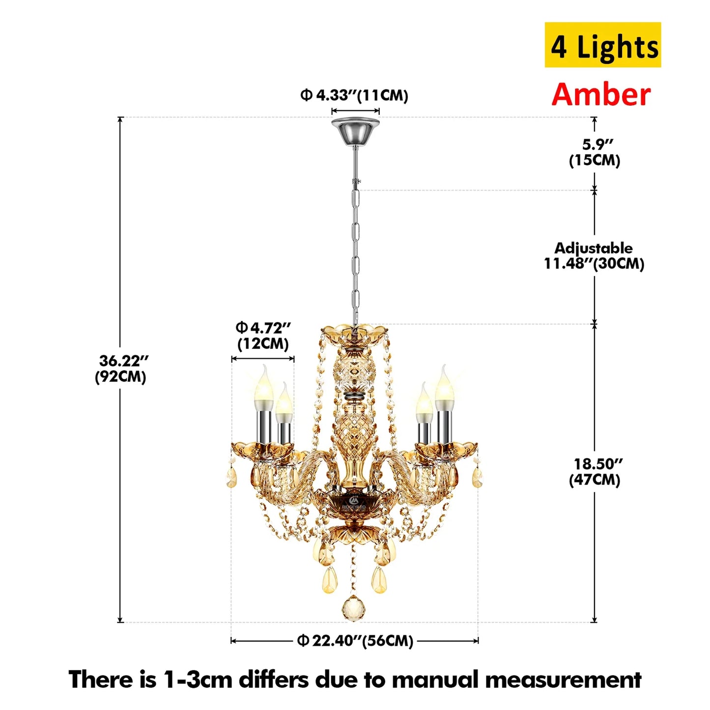 Crystal Chandelier Pendant Light Luxury Lamp LED Ceiling Light Vintage