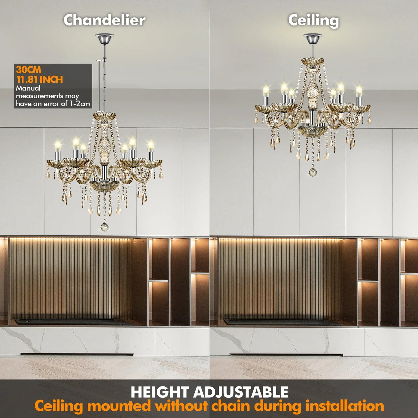 Crystal Chandelier Pendant Light Luxury Lamp LED Ceiling Light Vintage
