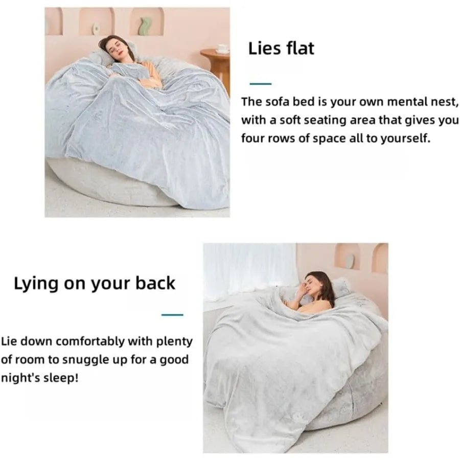 7Ft Giant Comfy Bean Bag Bed with Fluffy Surface