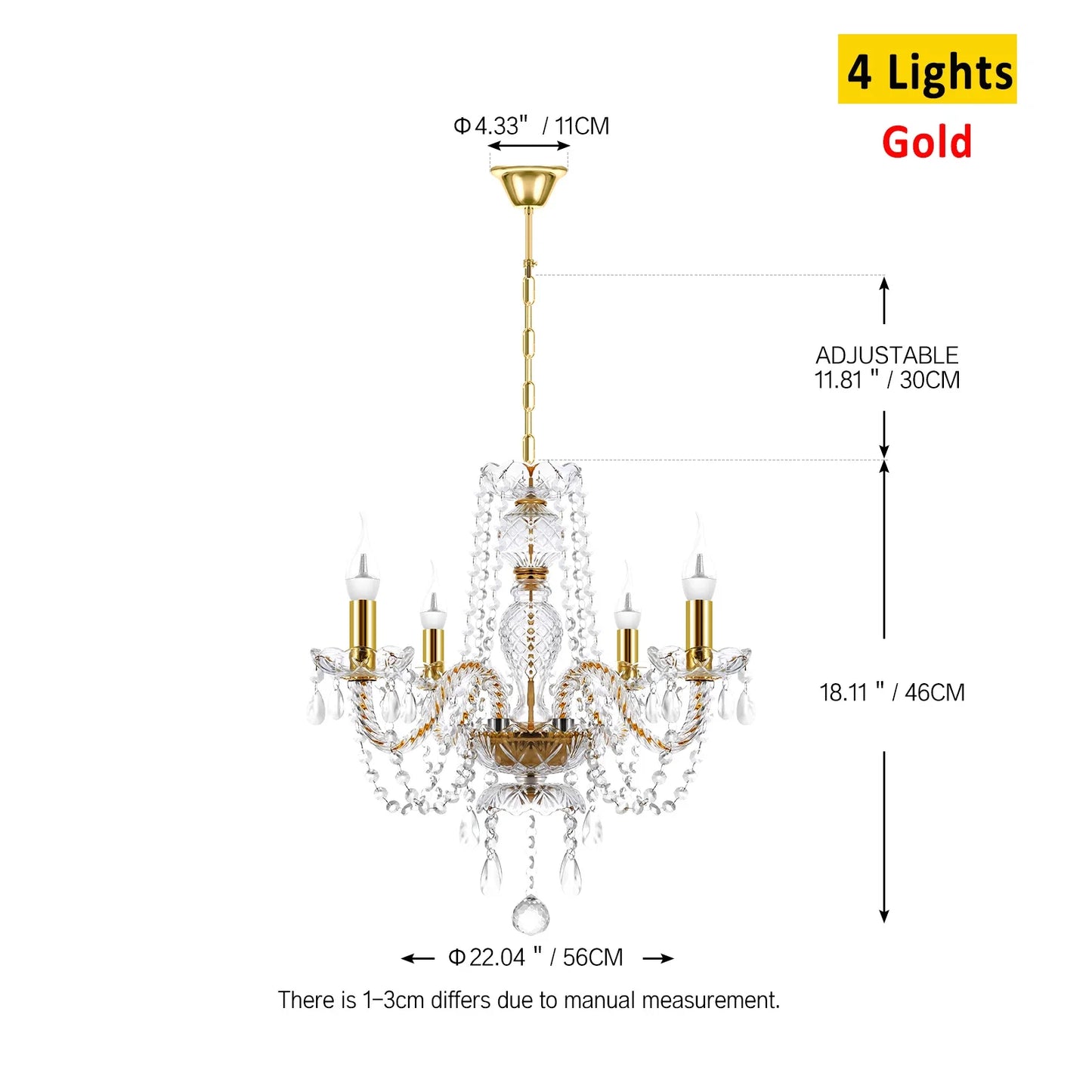 Crystal Chandelier Pendant Light Luxury Lamp LED Ceiling Light Vintage