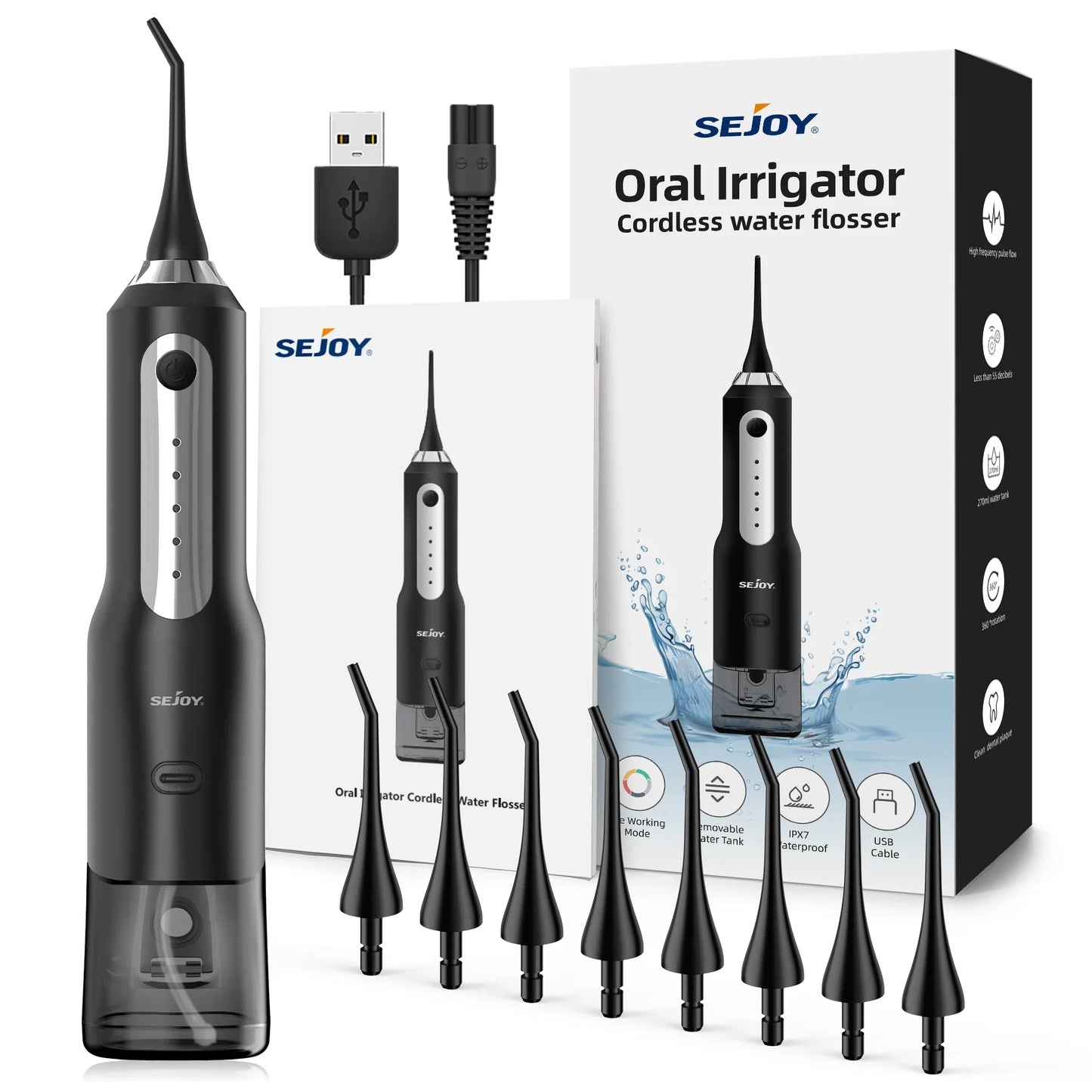 Water Flosser, Cordless, Rechargeable Electric Oral Irrigator for Teeth Braces