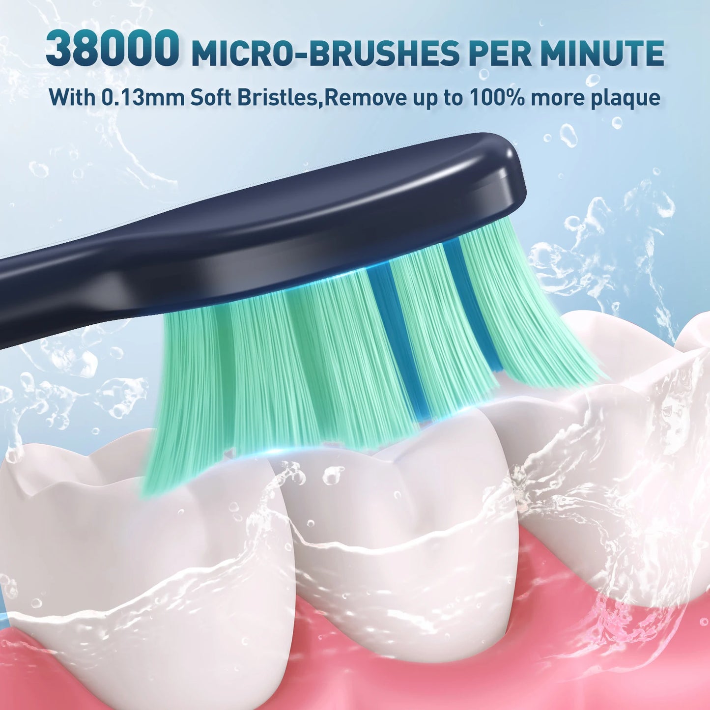Electric Sonic Toothbrush with 10 pcs Replacement Heads Rechargeable Waterproof