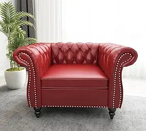 Chesterfield 2-Piece Sectional Sofa Set, Mid-Century Modern Upholstered