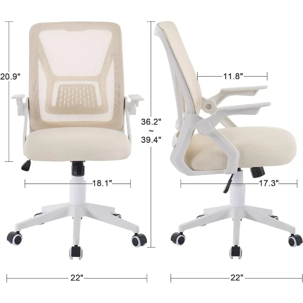 Mid-back Swivel Ergonomic Office Chair With Adjustable Arms Mesh Lumbar Support