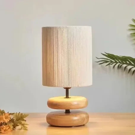 Solid Wood Table Lamp Bedside Jute Rope