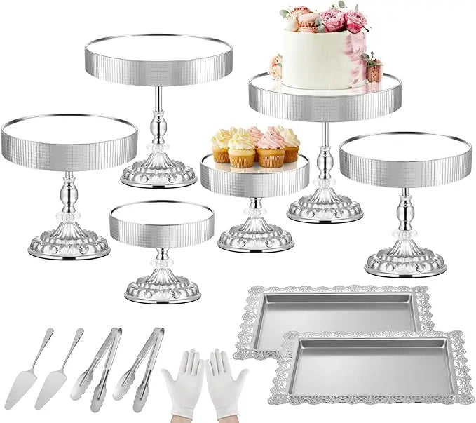 12-Piece Silver Vintage Cake Stand with Cupcake Display Tray