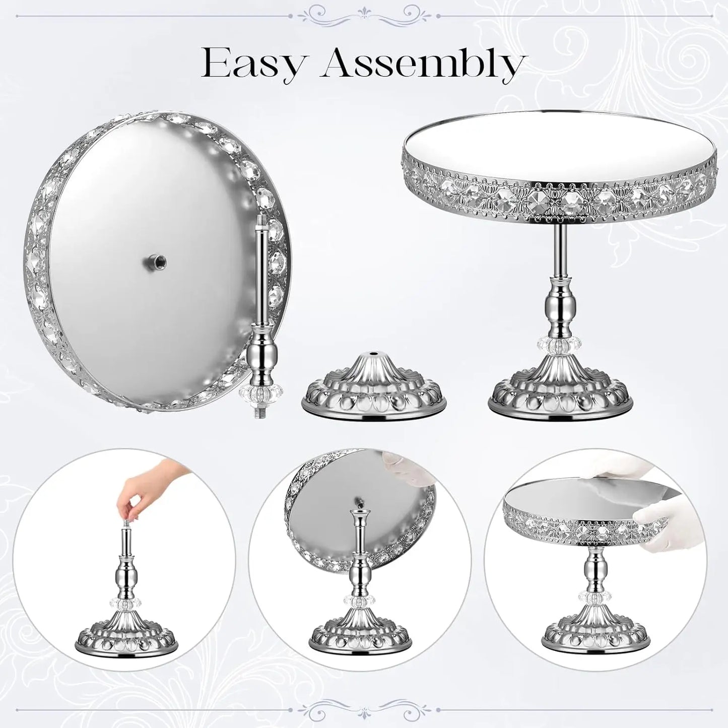 12-Piece Silver Vintage Cake Stand with Cupcake Display Tray