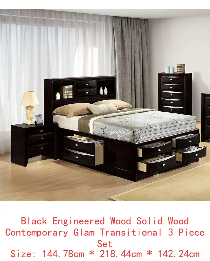 Contemporary Queen Bed with 2 Nightstands and Bookcase Headboard