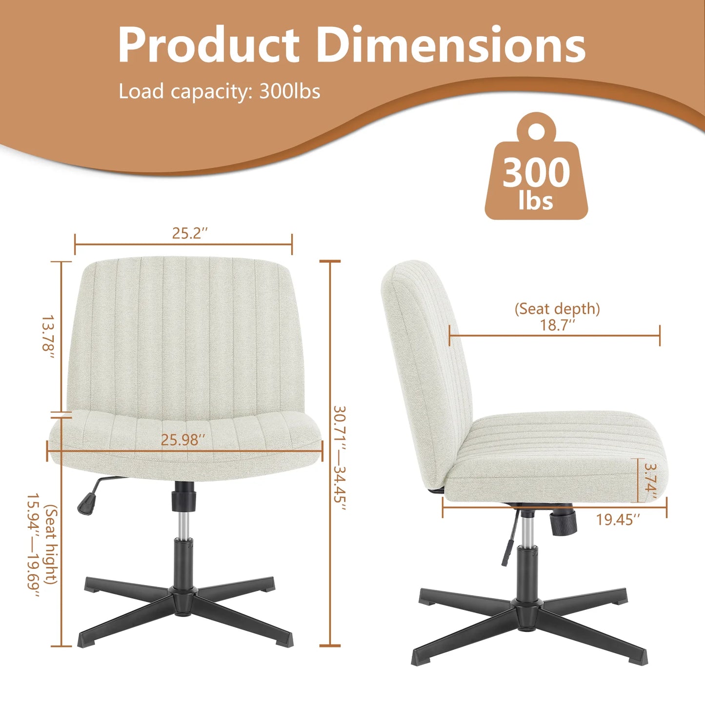 Office Living Room Rocking Gaming Chair Armless Adjustable Swivel