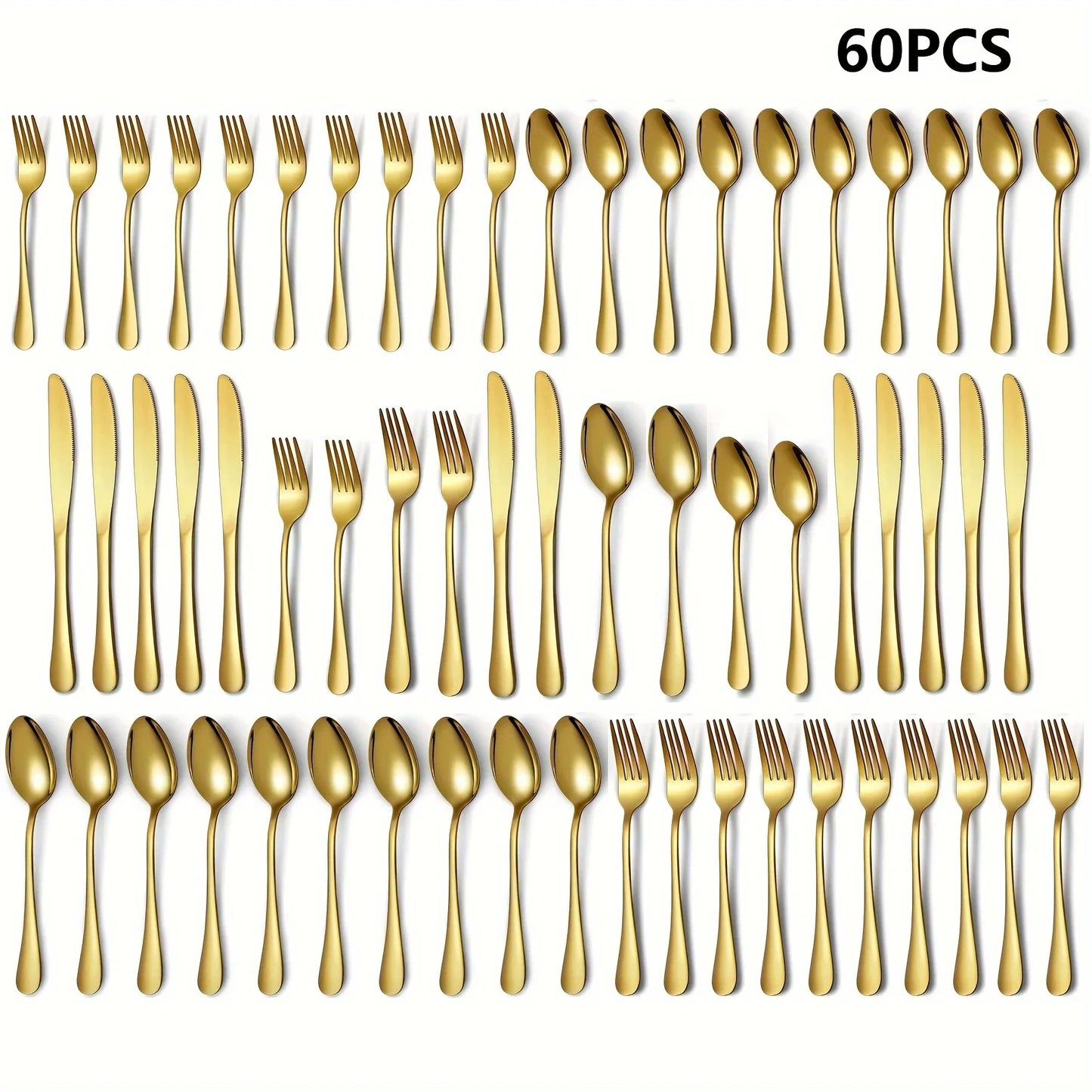 30/60-Piece Flatware Set, Stainless Steel Cutlery