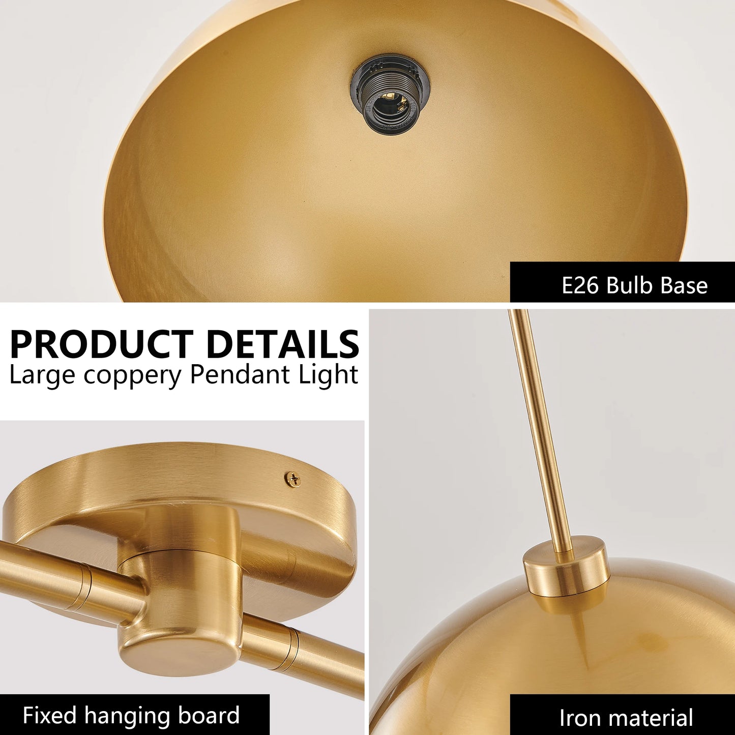 Copper Color Double Pendant Light, Adjustable Ceiling Hanging Lamp