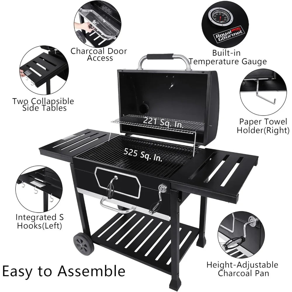 30-Inch Charcoal Grill for Picnic, Camping, Patio & Backyard Cooking